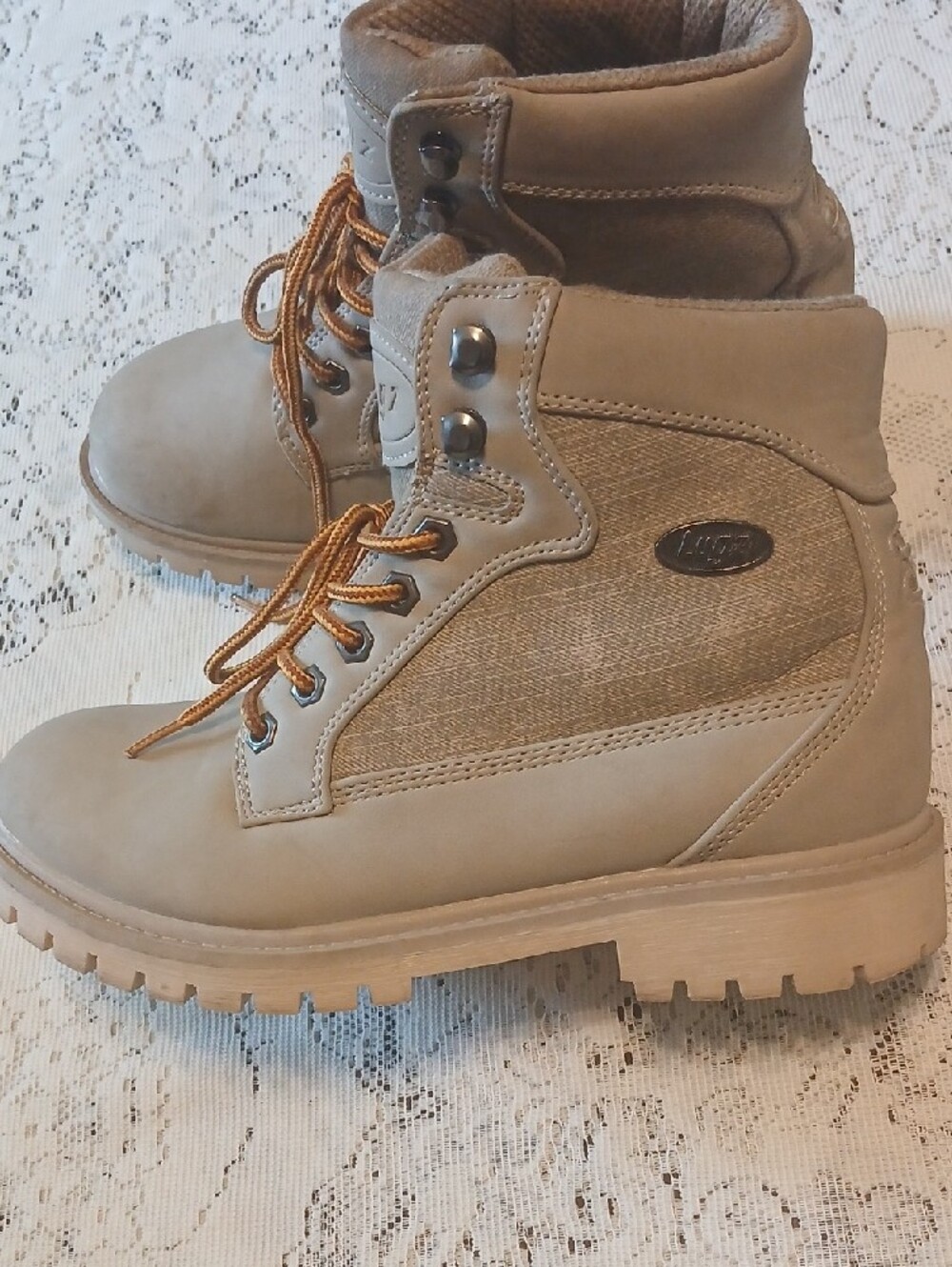 Lugz Kids Taupe Hiking Boots with Tan Laces - Picture 2 of 6